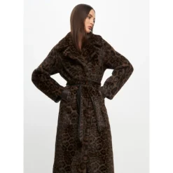 Manteau Long d`Hiver Réversible en Fausse Fourrure