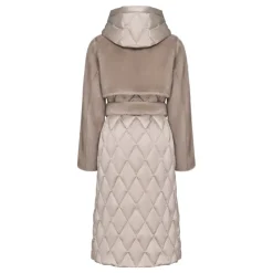 Manteau matelassé en fausse fourrure perle avec ceinture