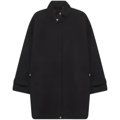 Manteau Noir en Coton Coupe A