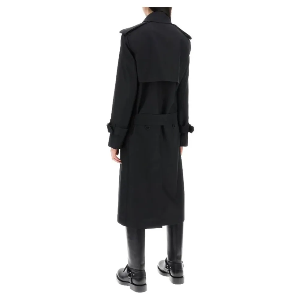 Manteau Trench en Soie Noire AW24