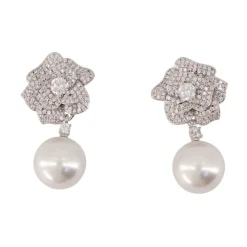 Mini Boucles d'Oreilles Fleur Cristal Perle