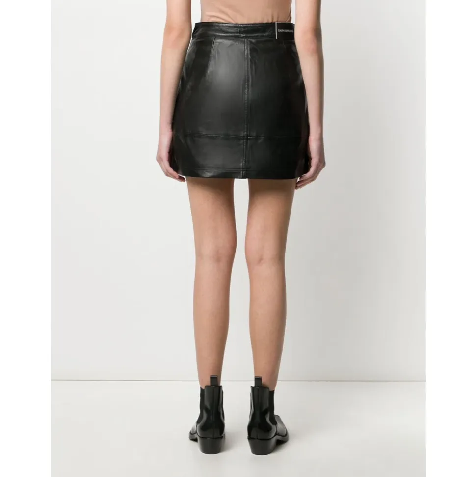 Minijupe Éco-cuir Noire Zip Grande