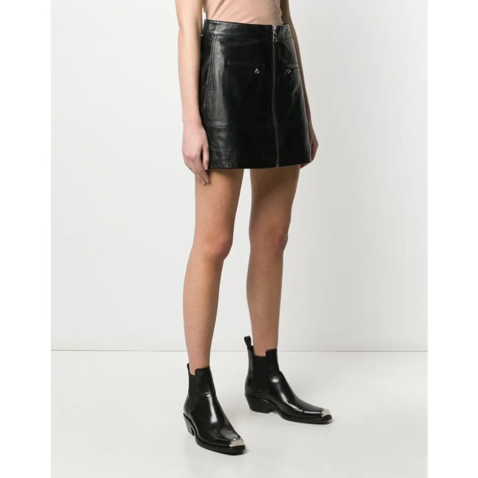 Minijupe Éco-cuir Noire Zip Grande