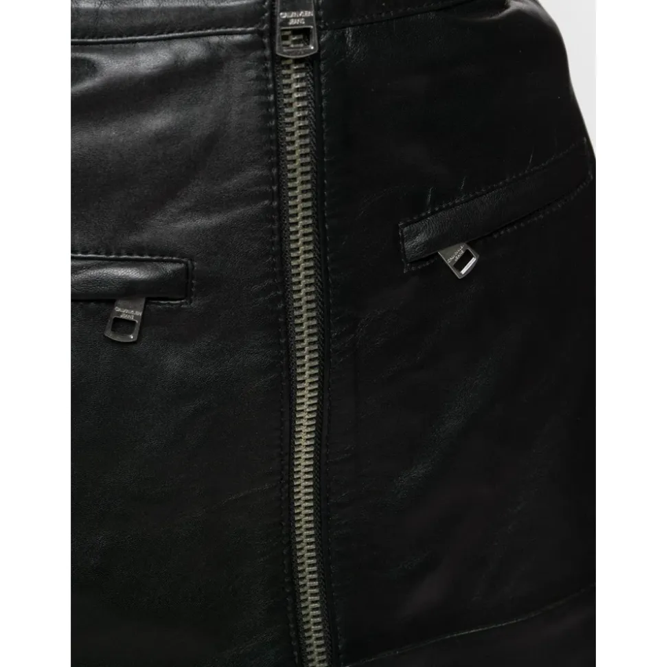 Minijupe Éco-cuir Noire Zip Grande