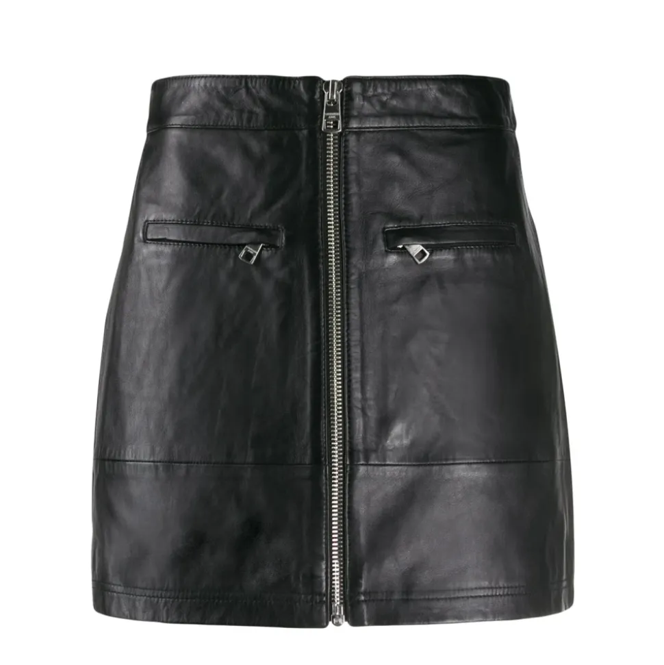 Minijupe Éco-cuir Noire Zip Grande