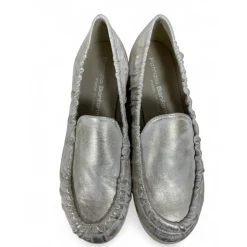 Mocassins Argent Slip-On en Cuir Brossé