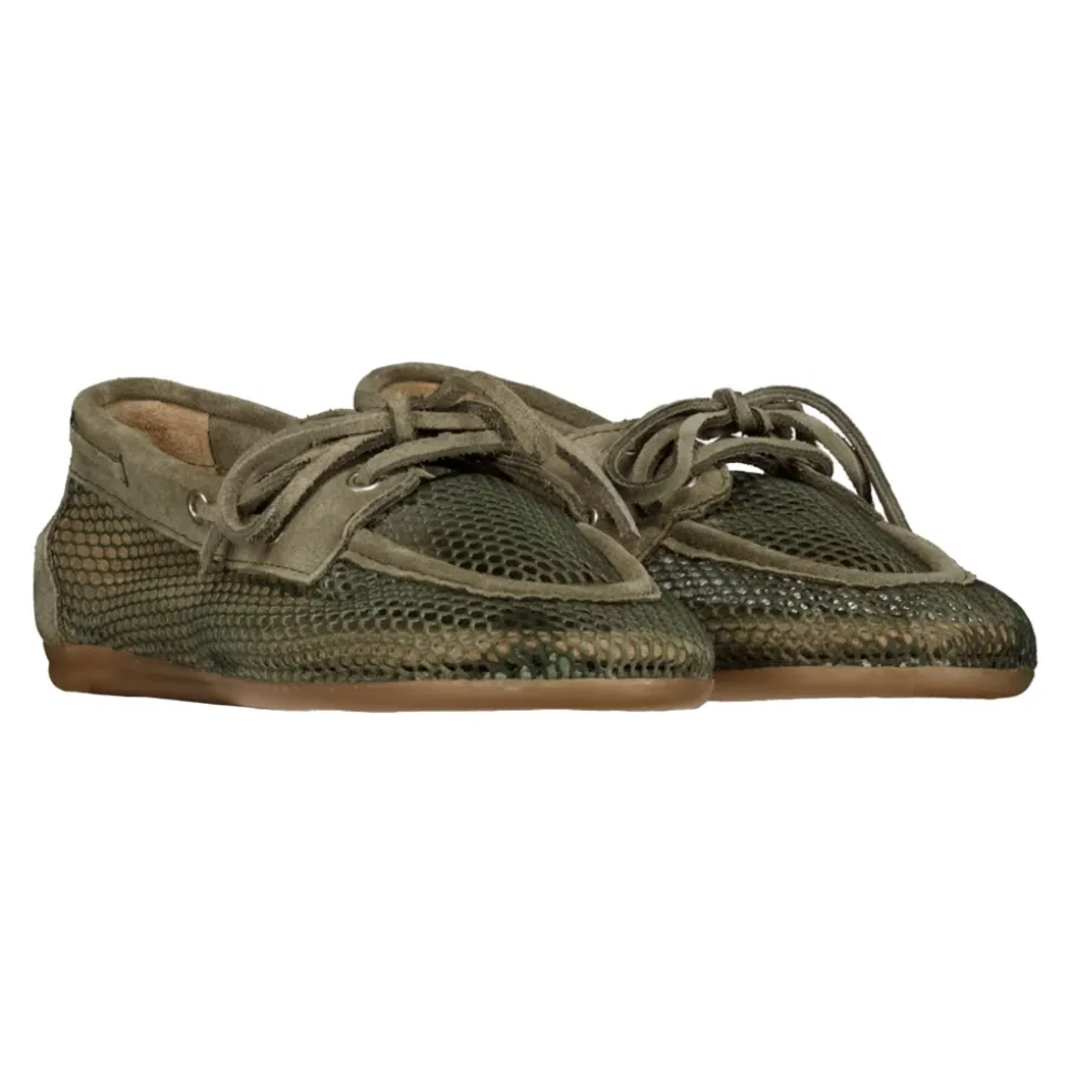 Mocassins bateau en mesh et daim