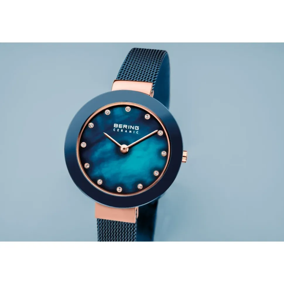Montre Or Rose Bleu Swarovski