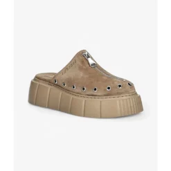 Mules en daim beige