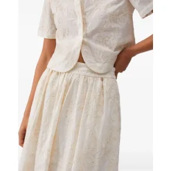 Natural Flower Sequi Midi Skirt