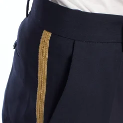 Pantalon droit sur mesure avec bande latérale décorative