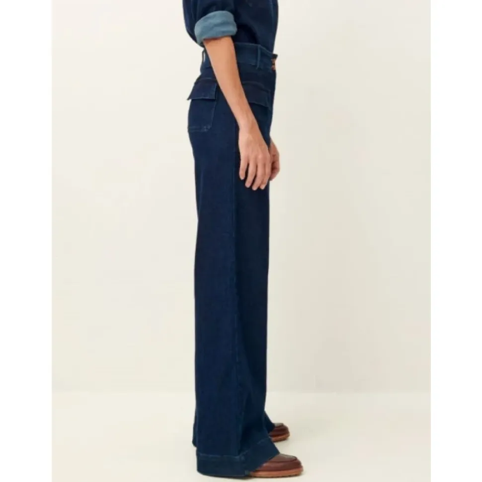Pantalon évasé taille haute en denim