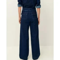 Pantalon évasé taille haute en denim