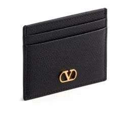 Portefeuille en Cuir Noir avec Logo V