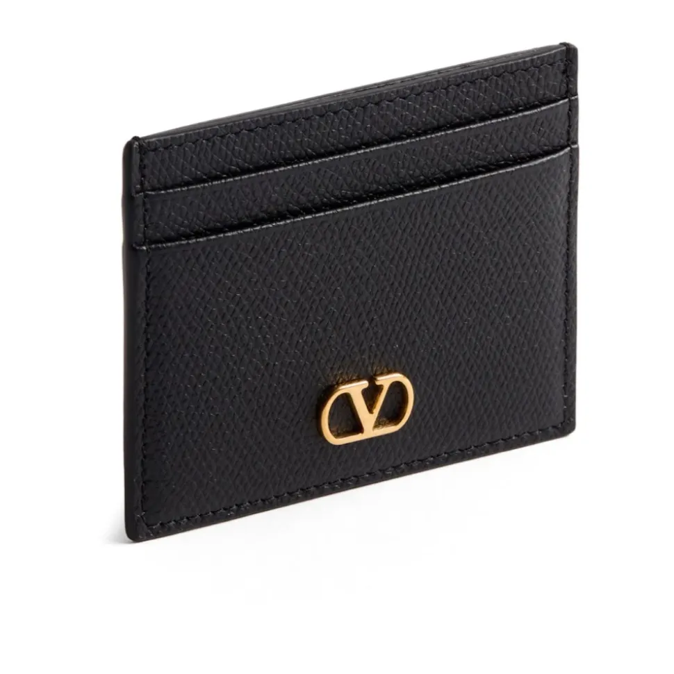 Portefeuille en Cuir Noir avec Logo V