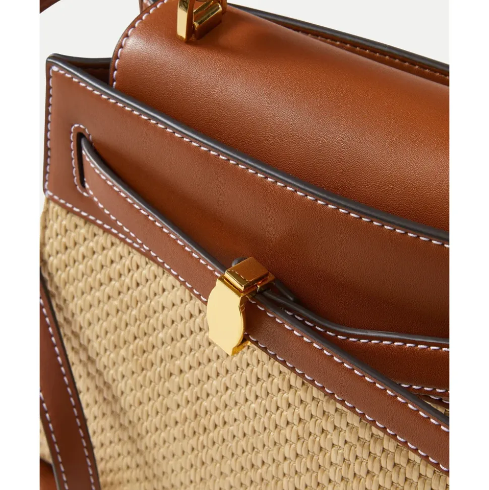 Raffia Dash Top Handle Bag