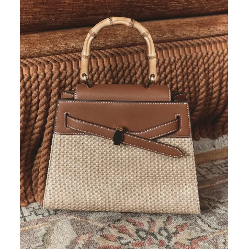 Raffia Dash Top Handle Bag