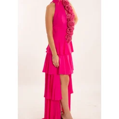 Robe à appliques fleuries FUXIA