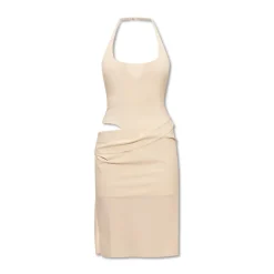 Robe Asymétrique Halterneck Blanc Cassé