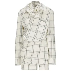 Robe chemise à carreaux asymétrique