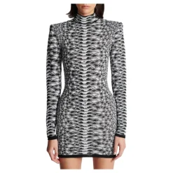 Robe Courte en Tricot Texturé Peau de Serpent