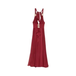 Robe Longue Maxi à Volants et Ornée de Fleurs