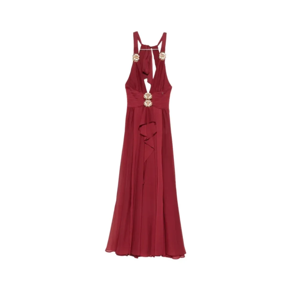 Robe Longue Maxi à Volants et Ornée de Fleurs