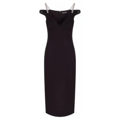 Robe mi-longue à bretelles ornées de cristaux