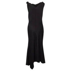 Robe mi-longue bustier en crêpe avec détails de coutures
