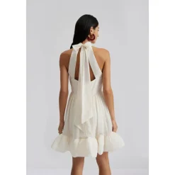 Robe Mini Blanche à Volants