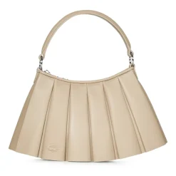 Sac à bandoulière en cuir beige style crocodile