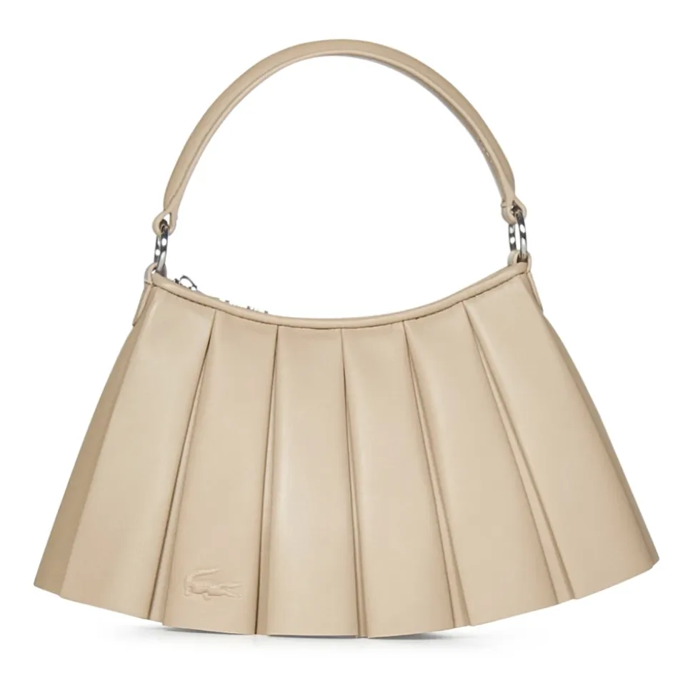 Sac à bandoulière en cuir beige style crocodile