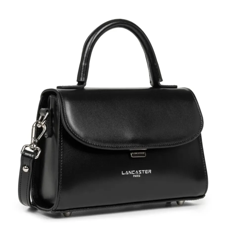 Sac bandoulière en cuir noir avec rabat