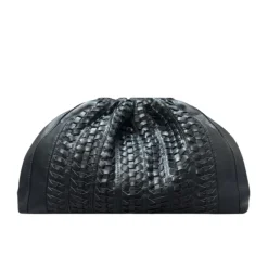 Sac Bandoulière en Cuir Tressé Noir