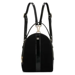 Sac à dos compact en daim et cuir verni