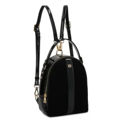 Sac à dos compact en daim et cuir verni