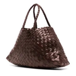 Sac en cuir marron avec poignées tressées