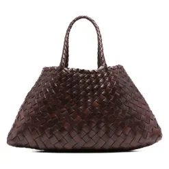 Sac en cuir marron avec poignées tressées