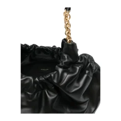 Sac en cuir noir avec bandoulière chaîne