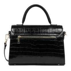 Sac à main A rabat avec fermoir M Exotic Trinity Lancaster 480-034 Noir croco