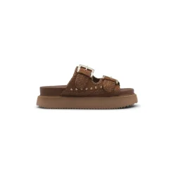 Sandales Beige à Plateforme avec Double Boucle