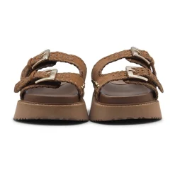 Sandales Beige à Plateforme avec Double Boucle
