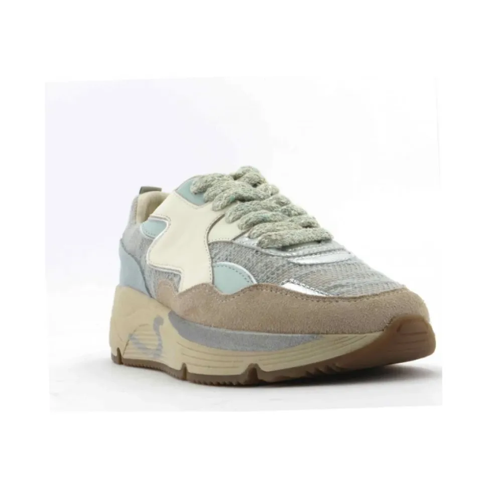 Sneaker in camoscio pelle e tessuto