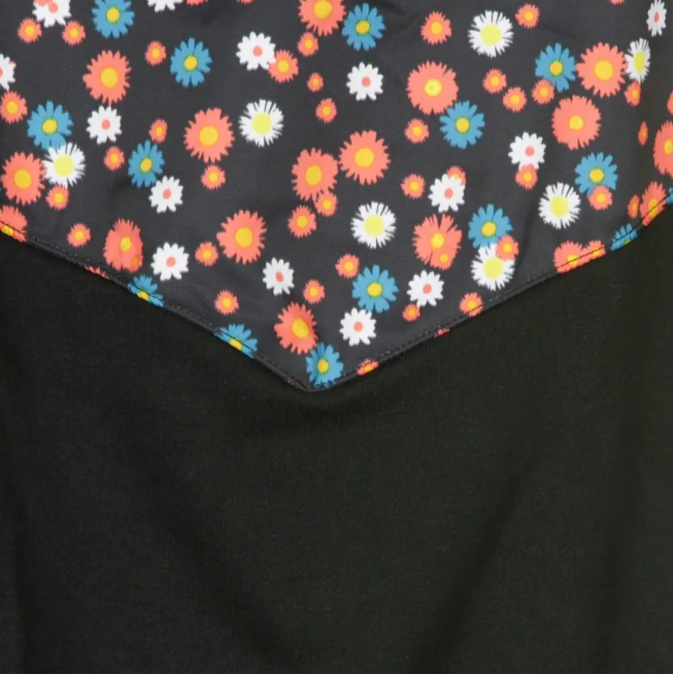 Sweat-shirt court à col rond et motif floral