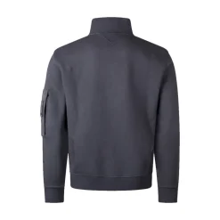 Sweatshirt à quart de zip en molleton diagonal teint en pièce