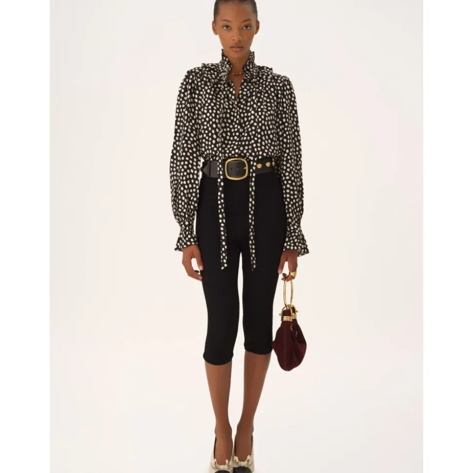 Tie-front Ruffled Blouse