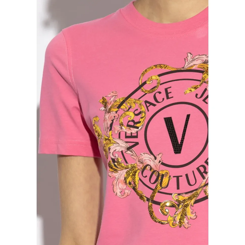 T-shirt avec impression et appliques scintillantes