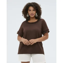 T-shirt bicolore en mélange de lin
