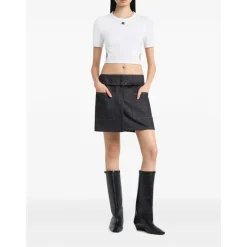 T-Shirt Contrasté Découpé à Rubans Courrèges