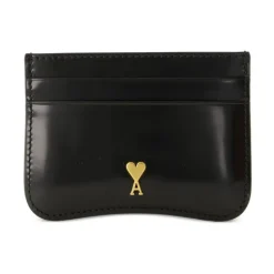 Étui Carte en Cuir Noir Verni